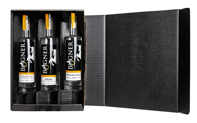 Exklusive Geschenksbox (3x 0,35l Flasche hochformat) 