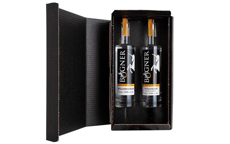 Exklusive Geschenksbox (2x 0,35l Flasche hochformat) 